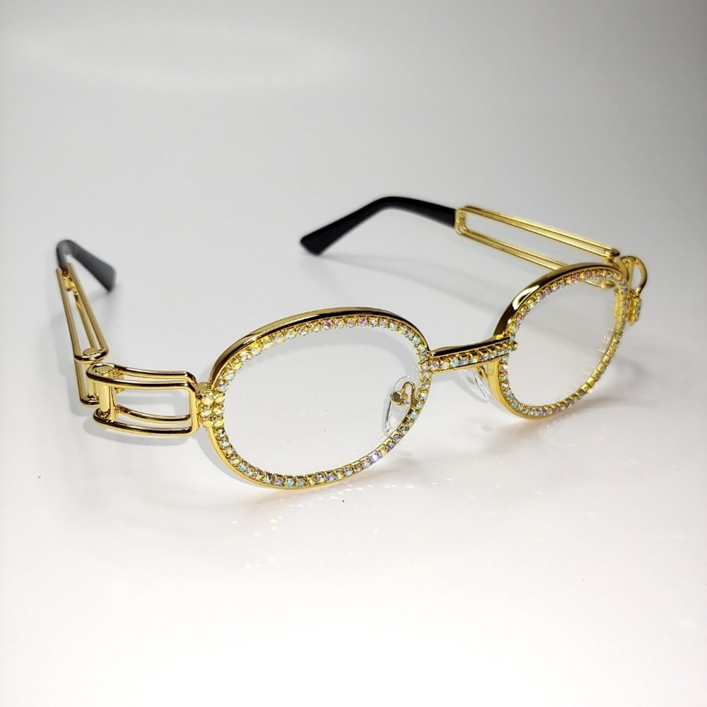 Oval Rhinestone Sunglasses (Clear)
